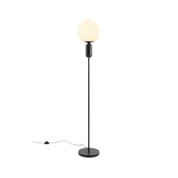 Stojaca lampa Tiano čierna - čierna, Modern, kov/sklo (25/155cm) - Bessagi Home