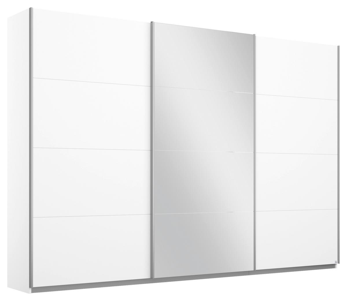 Schwebetürenschrank Mit Spiegel 271cm Belluno, Weiß Dekor - Weiß, MODERN, Holzwerkstoff (271/230/62cm) - Rauch Möbel