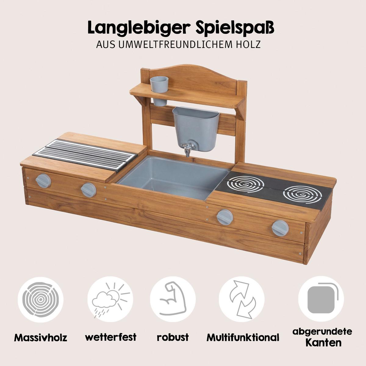 Balkonsandkasten natur - Teakfarben, Basics, Holz/Kunststoff (116/54/37cm)