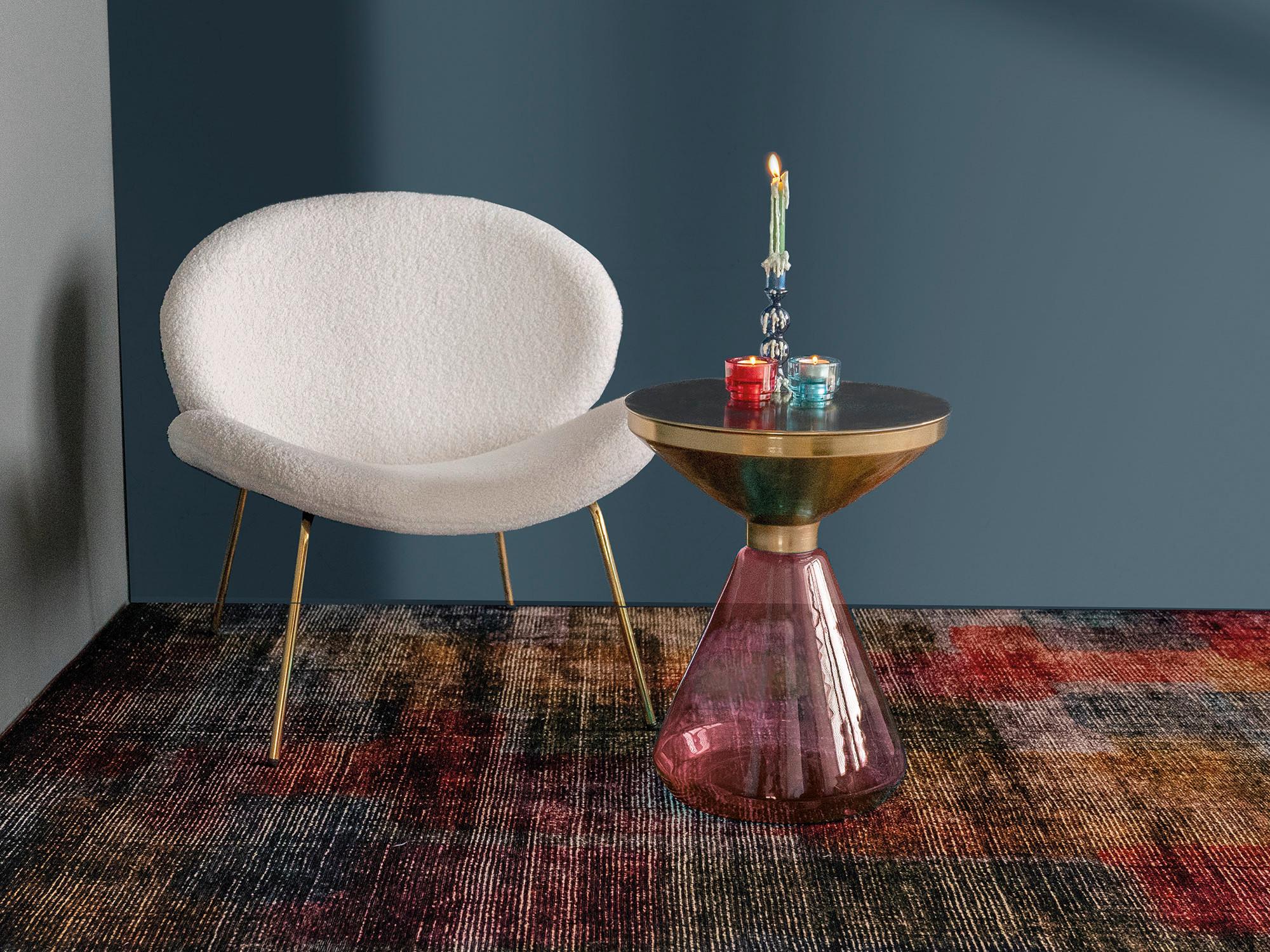 Beistelltisch Roman 325 Rosa/goldfarben D: 41,5 Cm - Goldfarben/Rosa, Design, Glas/Metall (41,5/53cm) - Kayoom