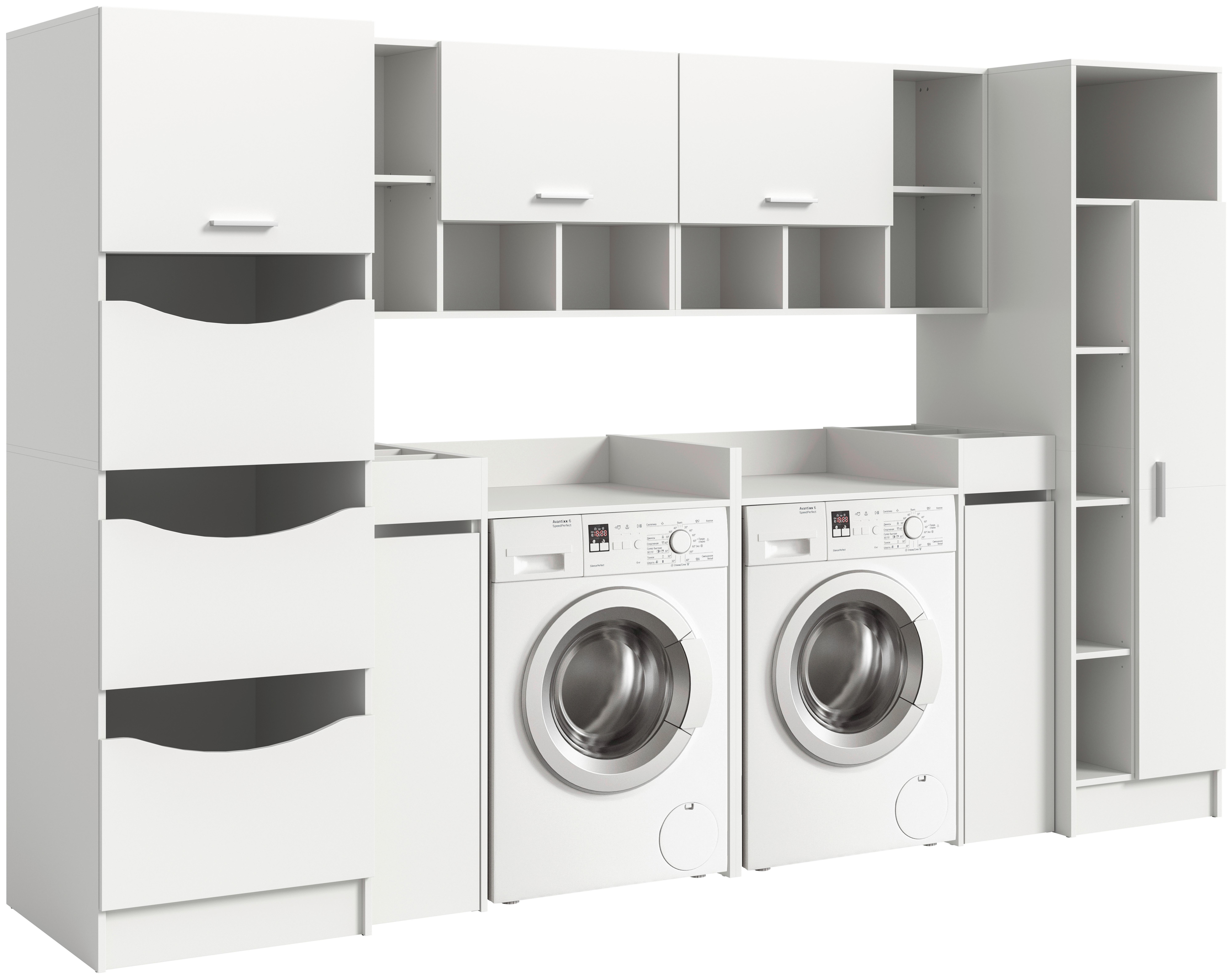 Hauswirtschaftsraum Free Weiß B: 306cm - Weiß, Basics, Holzwerkstoff (306/195/68cm) - MID.YOU