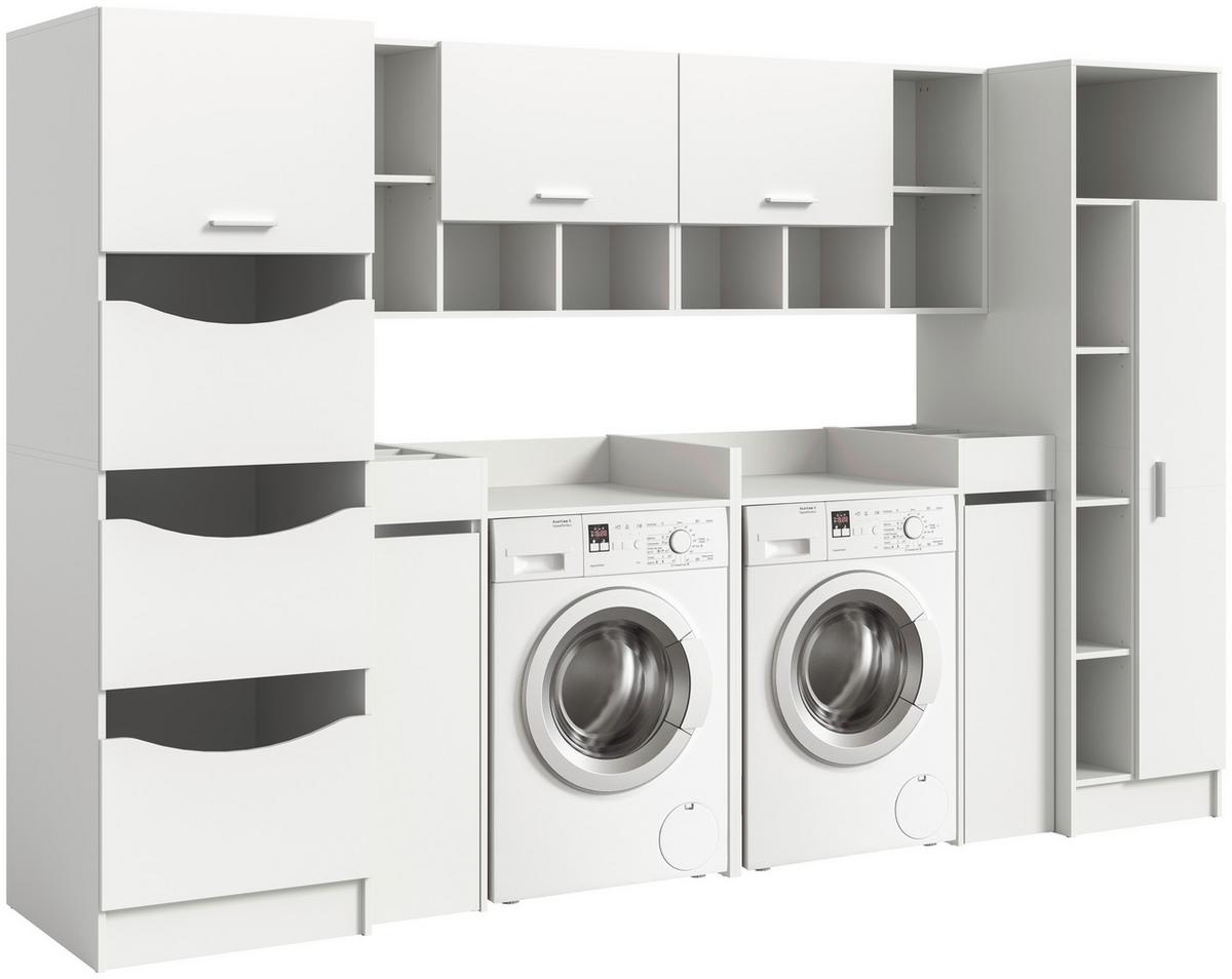 Hauswirtschaftsraum Free Weiß B: 306cm - Weiß, Basics, Holzwerkstoff (306/195/68cm) - MID.YOU