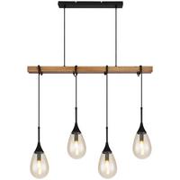 Hängeleuchte Päron H: 120 cm 4-Flammig Braun/Schwarz - Schwarz/Braun, Natur, Glas/Holz (92/12/120cm) - Globo