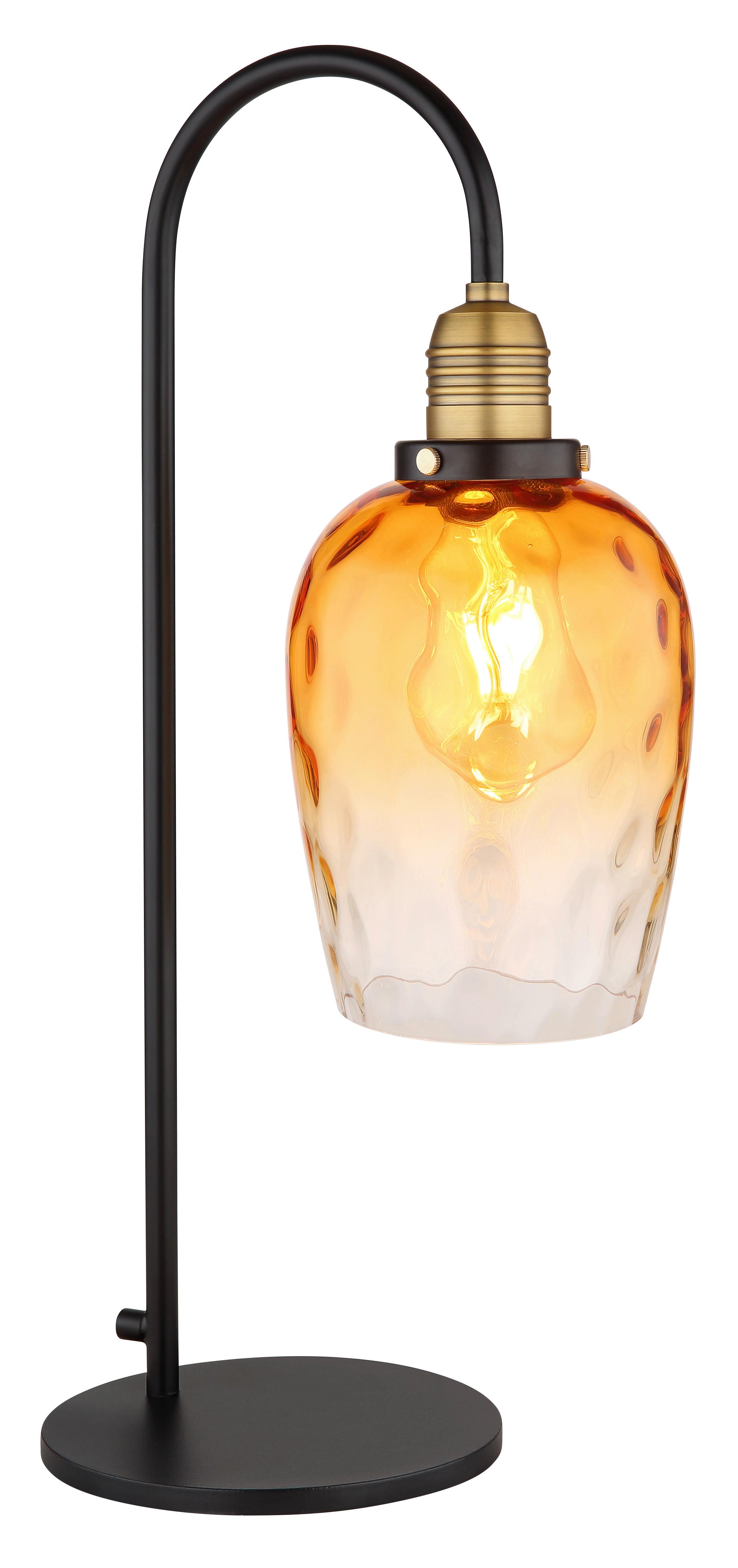 Tischlampe Schwarz/ Messingfarben mit Wippschalter - Messingfarben/Schwarz, Basics, Glas/Metall (24,5/18/55cm) - Globo