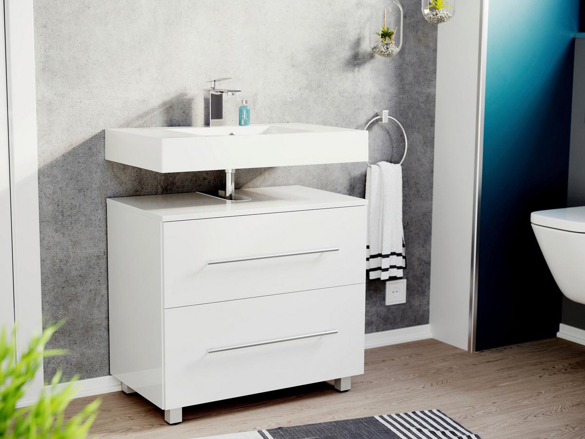 Waschbeckenunterschrank Mondial Weiß Hg B: 70 cm - Weiß Hochglanz, MODERN, Holzwerkstoff (70/63/41,6cm) - MID.YOU