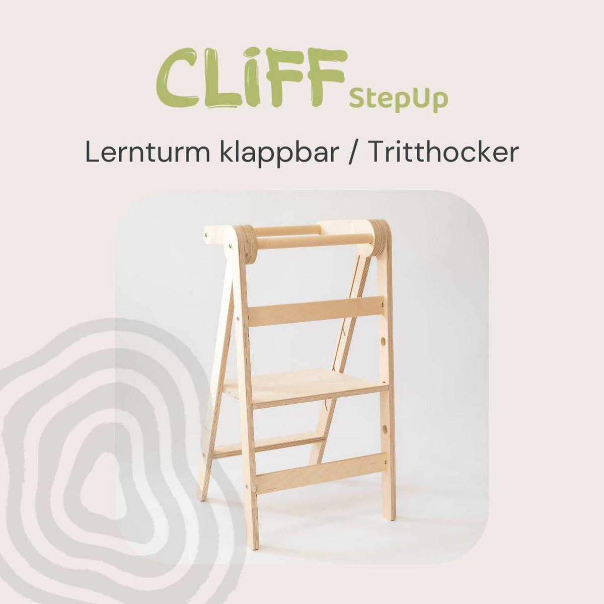 Lernturm klappbar/Tritthocker natur - Birkefarben, Basics, Holz (44/55/85cm)