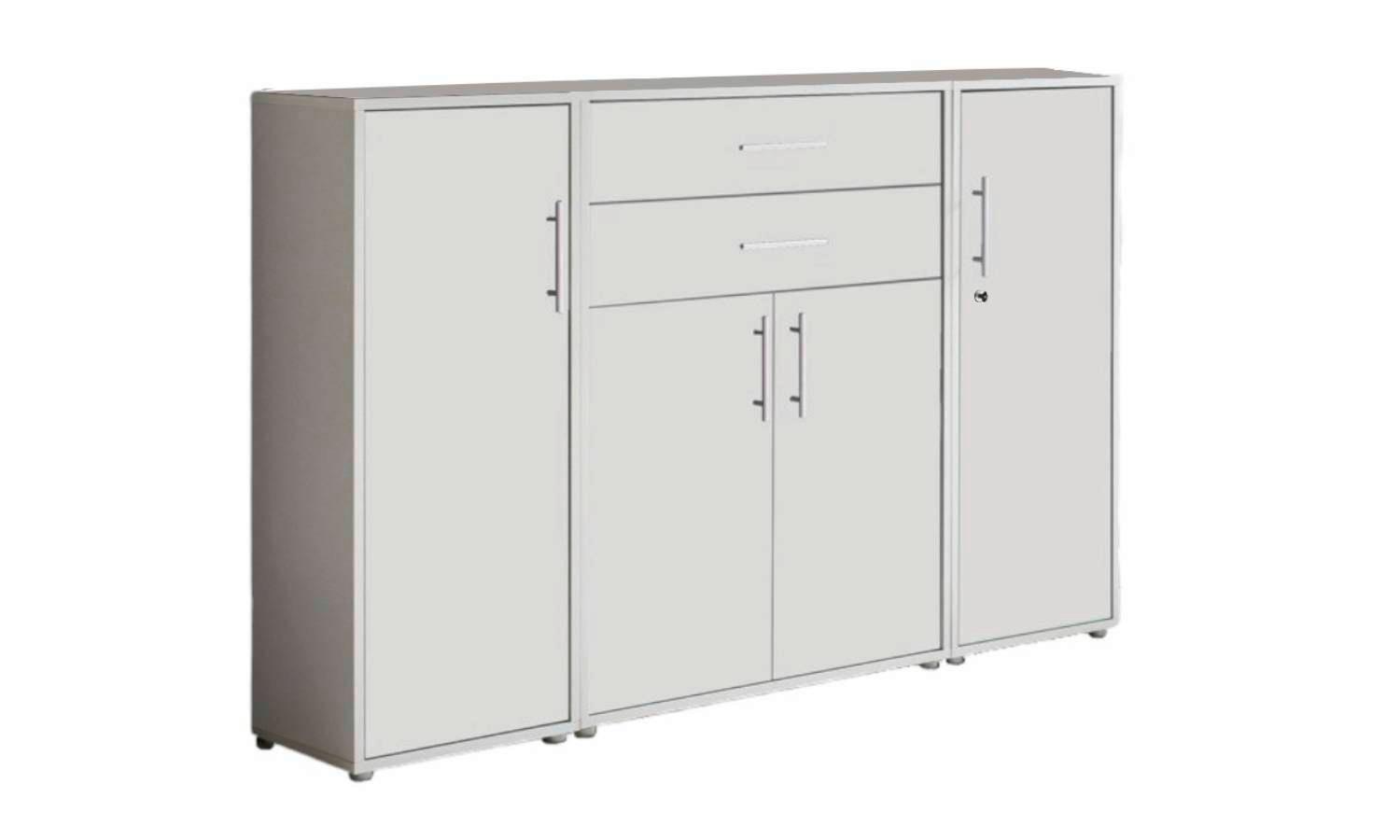 Aktenschrank Office Edition Grau/Weiß, B: 172,6 cm - Weiß/Grau, MODERN, Holzwerkstoff (172,6/113,6/33cm) - MID.YOU