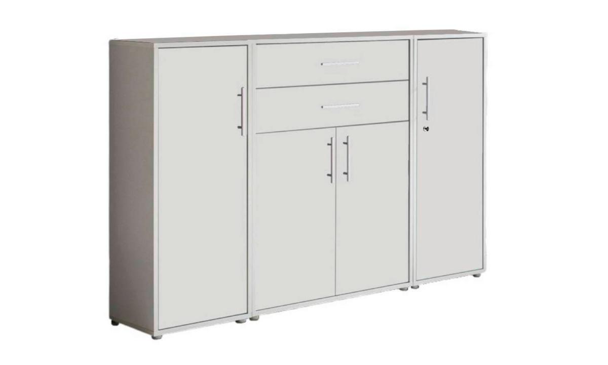 Aktenschrank Office Edition Grau/weiß, B: 172,6 Cm - Weiß/Grau, MODERN, Holzwerkstoff (172,6/113,6/33cm) - MID.YOU