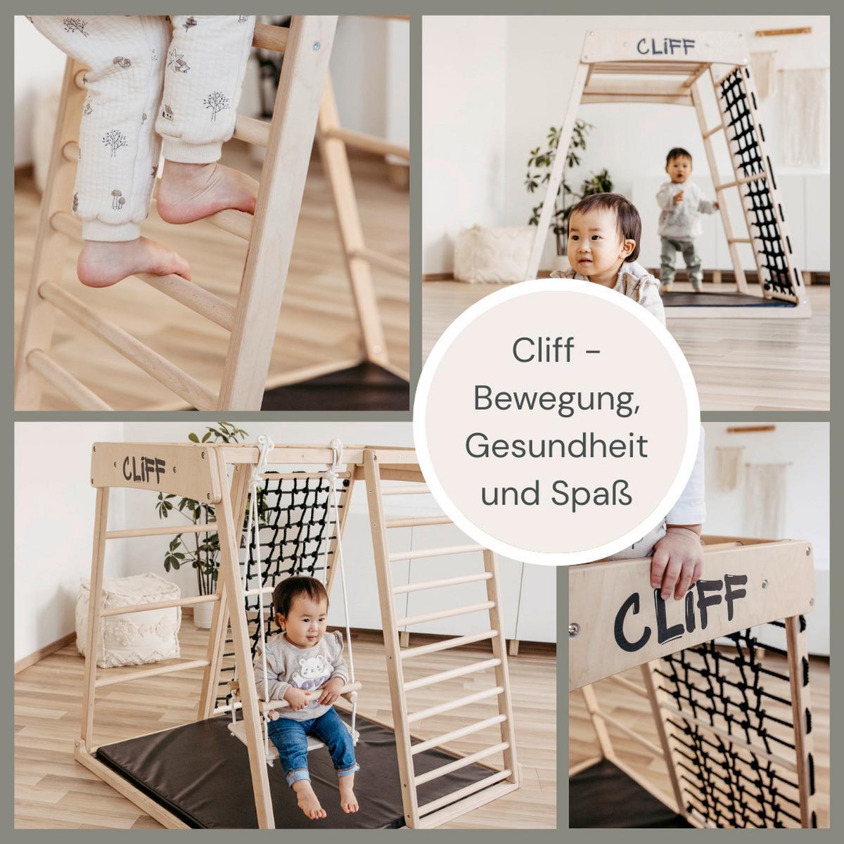 Klettergerüst 'Cliff' PRO BLACK EDITON - Schwarz/Weiß, Basics, Holz (113/115/110cm) - CLIFF