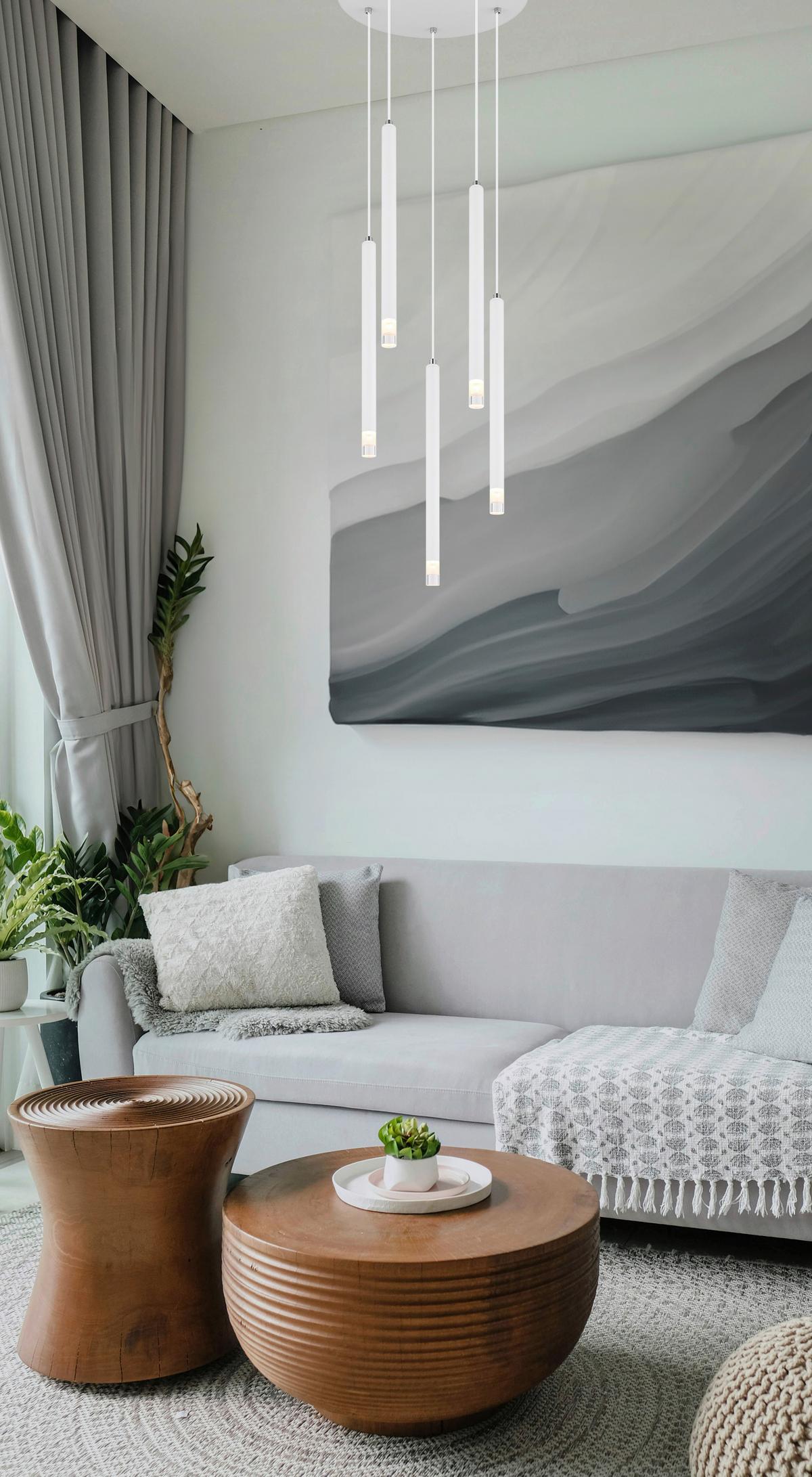 ZÁVESNÉ SVIETIDLO RYAN - číra/biela, Modern, kov/textil (12/120cm)