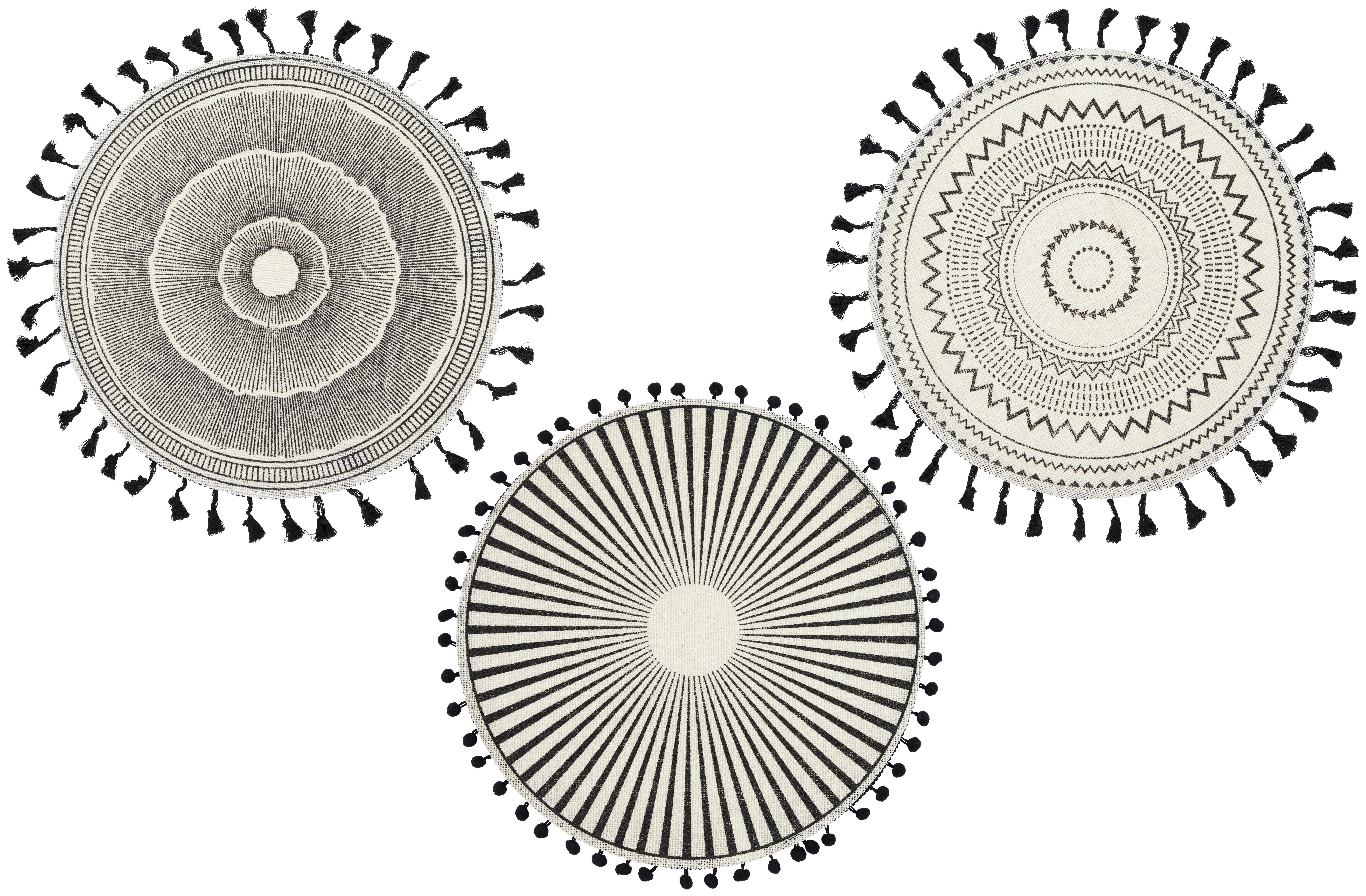 PROSTÍRÁNÍ Aztec, P: 38cm, 3 motívy - bílá/černá, textil (38cm)