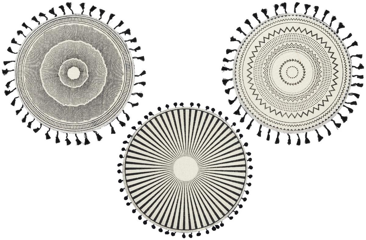 PRESTIERANIE Aztec, P: 38cm, 3 motívy - čierna/biela, textil (38cm)