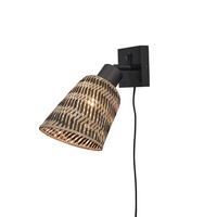 WANDLEUCHTE JAVA/W/B/15/BN - Schwarz/Naturfarben, Trend (15/15/22cm) - Good & Mojo