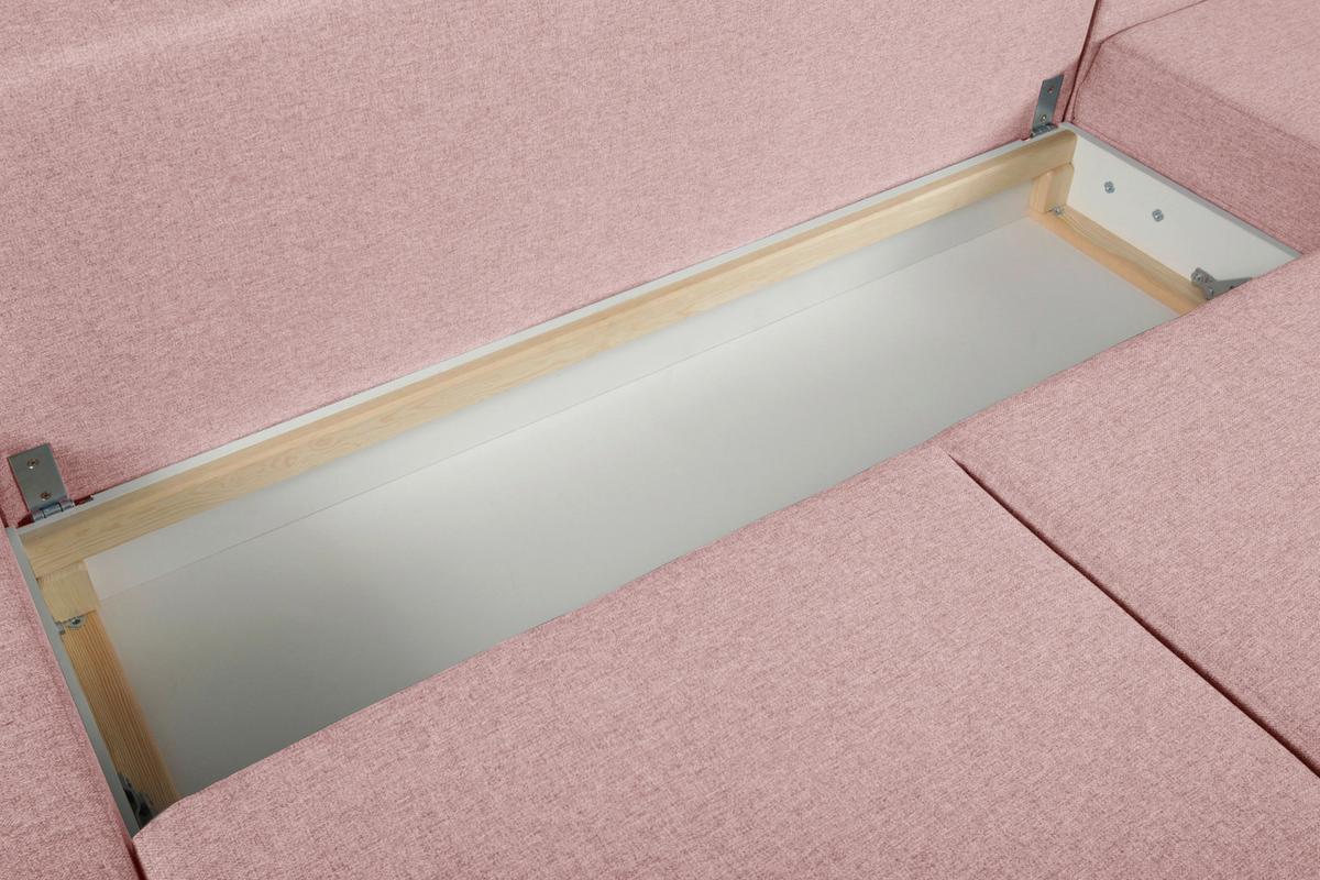 Ecksofa mit Schlaffunktion Floby Stauraum Rosa - Erlefarben/Naturfarben, Trend, Textil (313/215cm) - MID.YOU