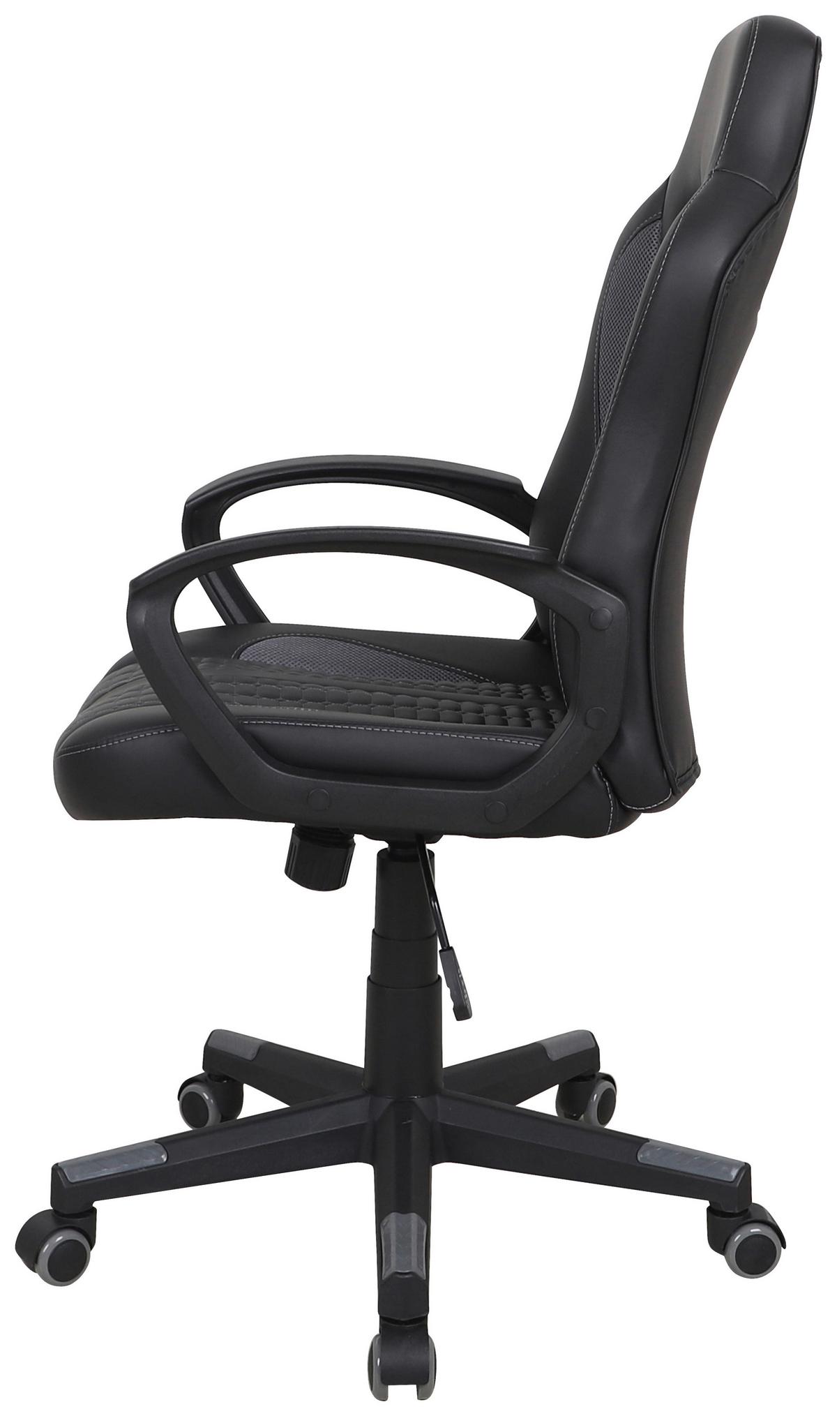 Gaming Stuhl Mid.you Modena Inklusive Armlehnen Schwarz - Schwarz/Grau, MODERN, Kunststoff/Textil (56/104-113/64cm) - MID.YOU