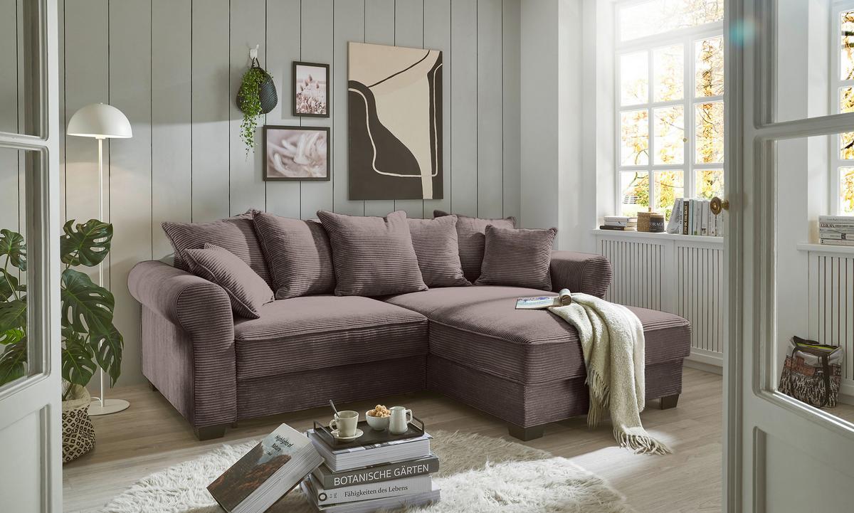 Ecksofa Maureen Braun S: 255/185 cm - Schwarz/Braun, KONVENTIONELL, Textil (255/185cm) - MID.YOU