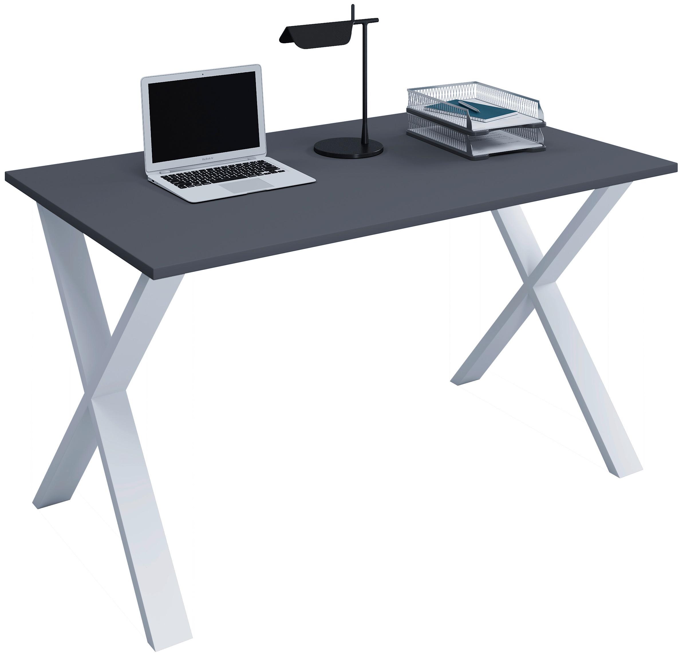 Schreibtisch Lona Anthrazit B: 140 cm - Anthrazit/Silberfarben, Design, Holzwerkstoff/Metall (140/80/76cm) - MID.YOU