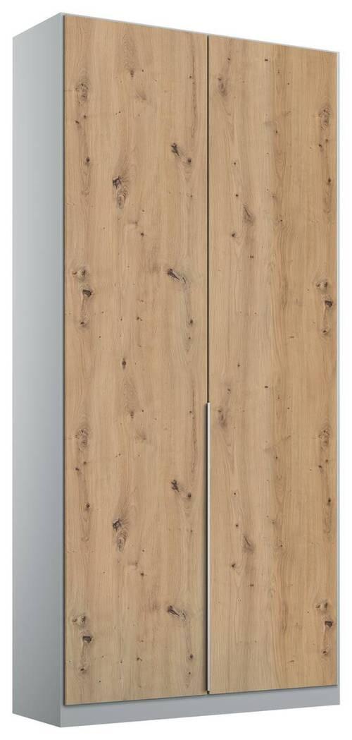 Úzká Skříň S Otočnými Dveřmi Alabama, Bílá/dub - světle šedá/dub artisan, Moderní, kompozitní dřevo (91/229/54cm)