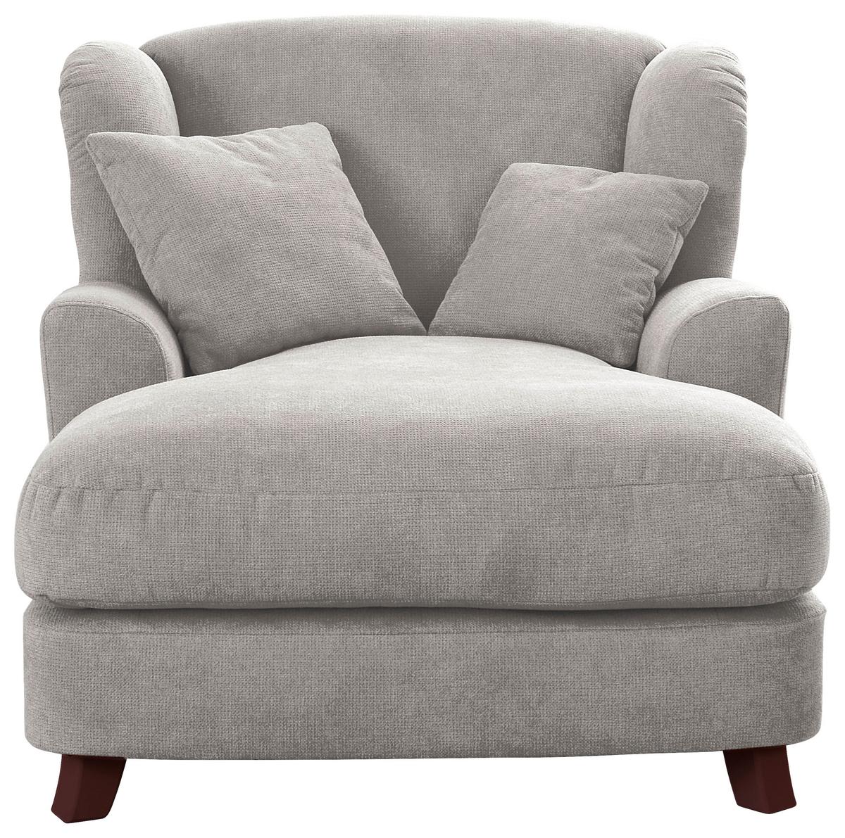 XXXL-Sessel Asado silberfarben teilmassiv, B: 109 cm - Dunkelbraun/Silberfarben, MODERN, Holzwerkstoff/Textil (109/104/145cm) - Sit & More