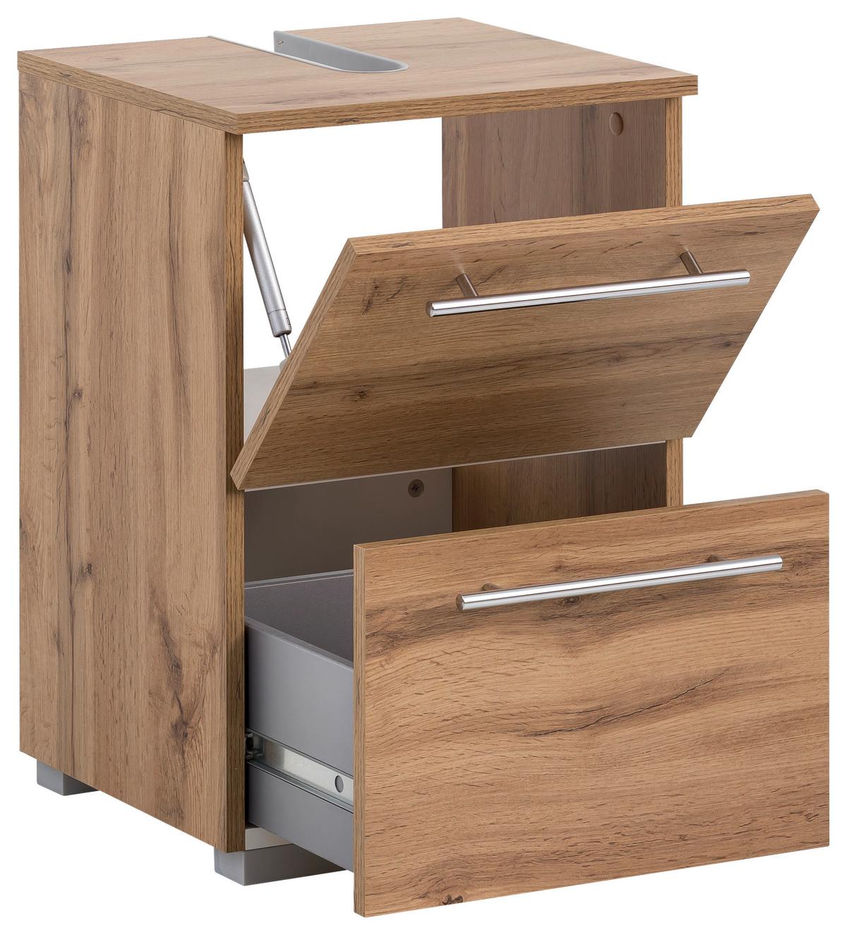 Waschbeckenunterschrank Carlos B: 40,2 Cm Eichefarben - Eichefarben/Silberfarben, KONVENTIONELL, Holzwerkstoff (40,2/59,1/35cm) - MID.YOU