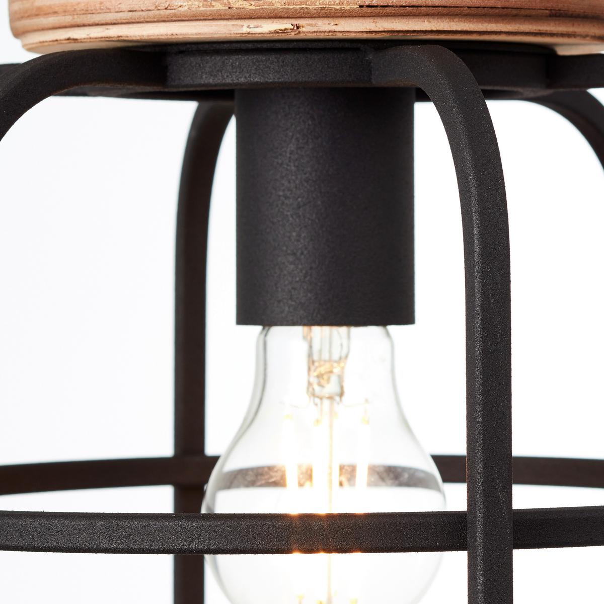 Hängeleuchte Gwen H: 147 cm 1-Flammig, höhenverstellbar - Schwarz/Braun, Design, Holz/Metall (25/147cm) - Brilliant