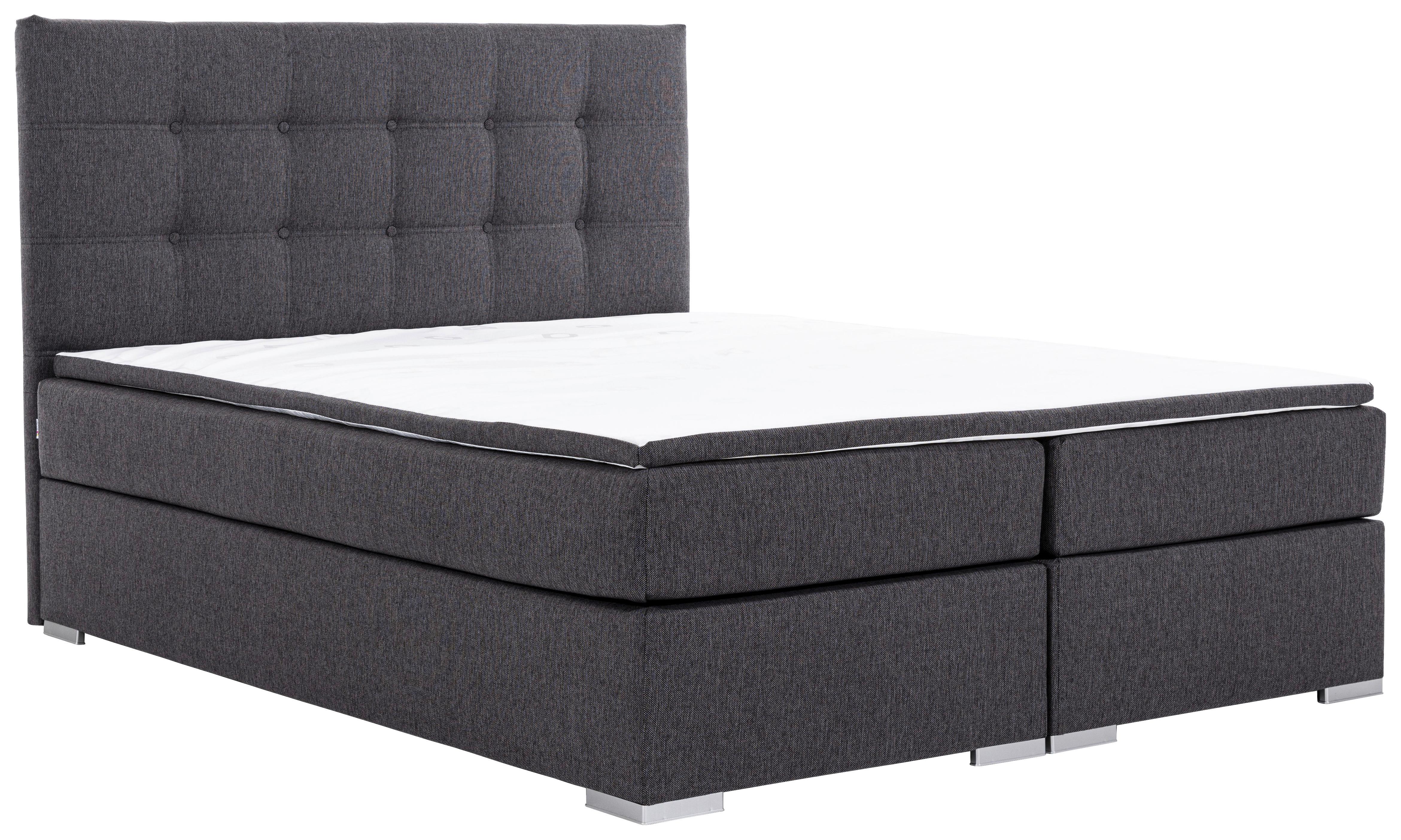 Boxbett Inez Hellgrau Lf: 180x200 cm - Silberfarben/Hellgrau, MODERN, Textil (180/200cm) - MID.YOU