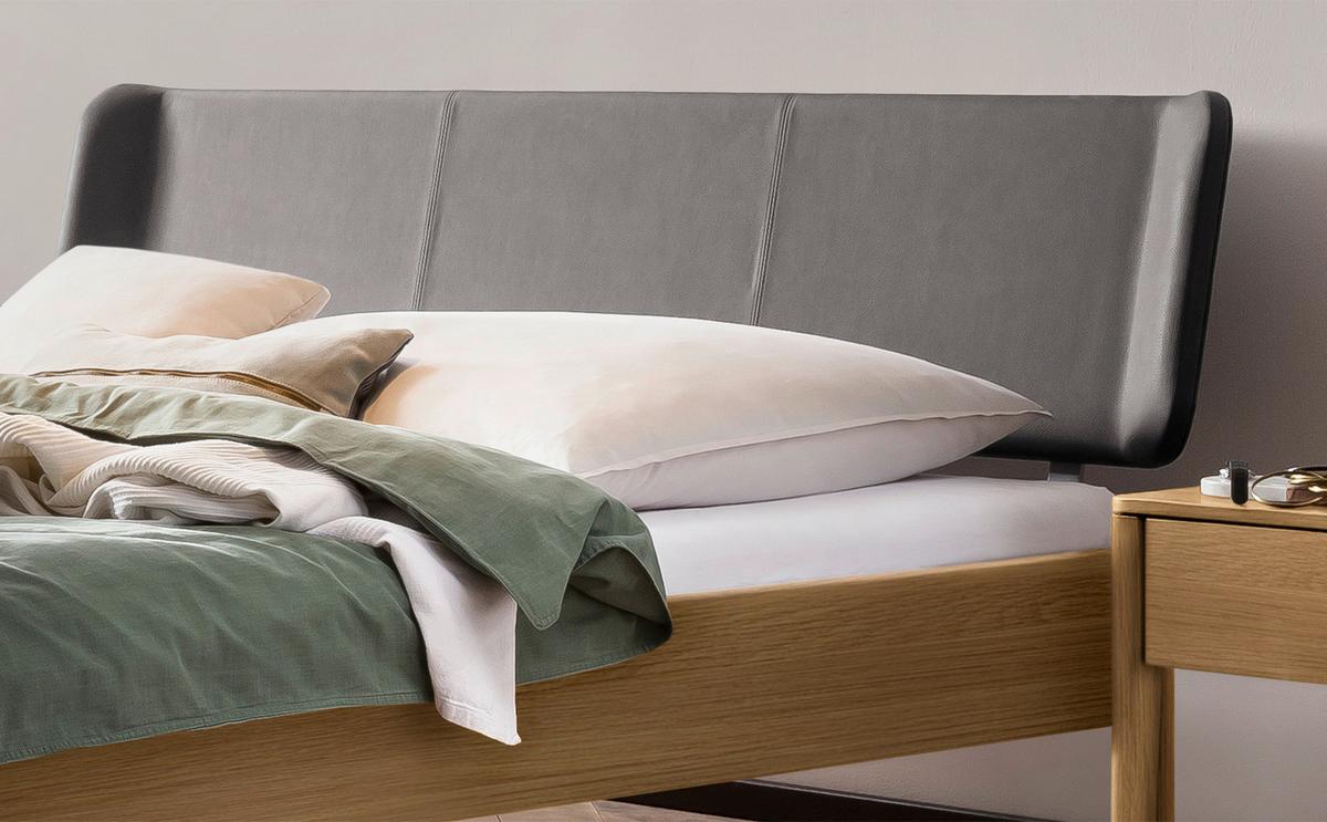 Bett Varese Eichefarben Lf: 140x200 Cm - Dunkelgrau/Eichefarben, MODERN, Holz/Textil (140/200cm) - Hasena