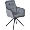 Armlehnstuhl Nizza Grau Gepolstert - Schwarz/Grau, LIFESTYLE, Textil/Metall (60/94/64cm) - MID.YOU