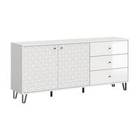 Sideboard Prisma, Weiß B: 170 Cm - Weiß Hochglanz/Schwarz, Design, Holzwerkstoff (170/76/40cm) - Livetastic