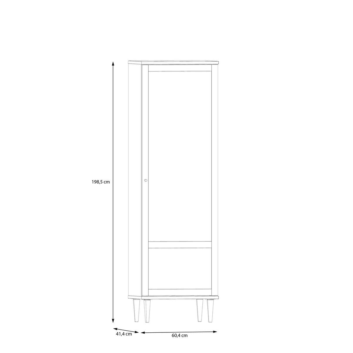Vitrína CALASETTA š: 60 cm - zlatá/farba duba, Natur, kov/kompozitné drevo (60,4/198,5/41,4cm)