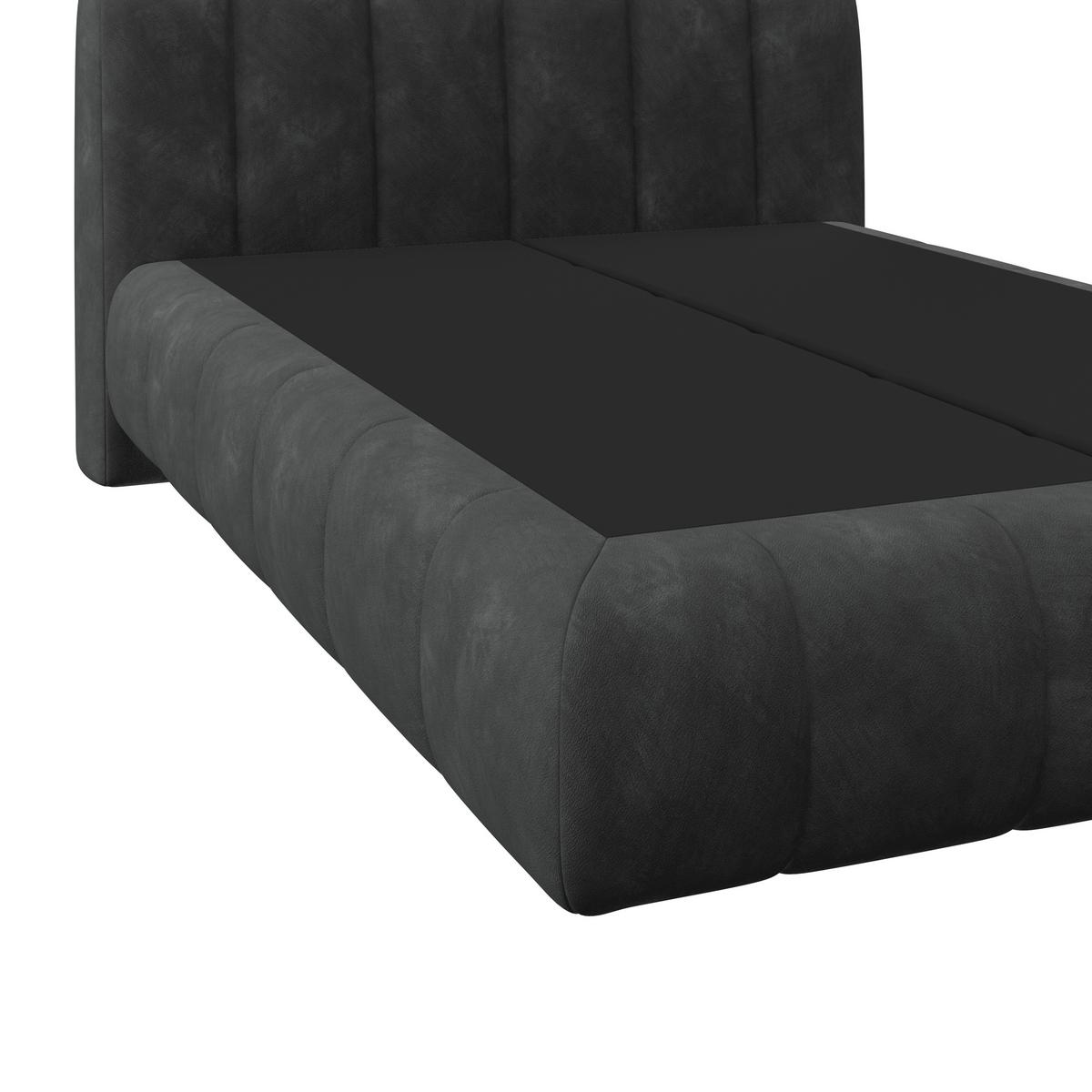 Boxspringbett Nobu O. Matratze Anthrazit, Lf: 140x200 Cm - Anthrazit/Schwarz, Trend, Holz/Textil (140/200cm)