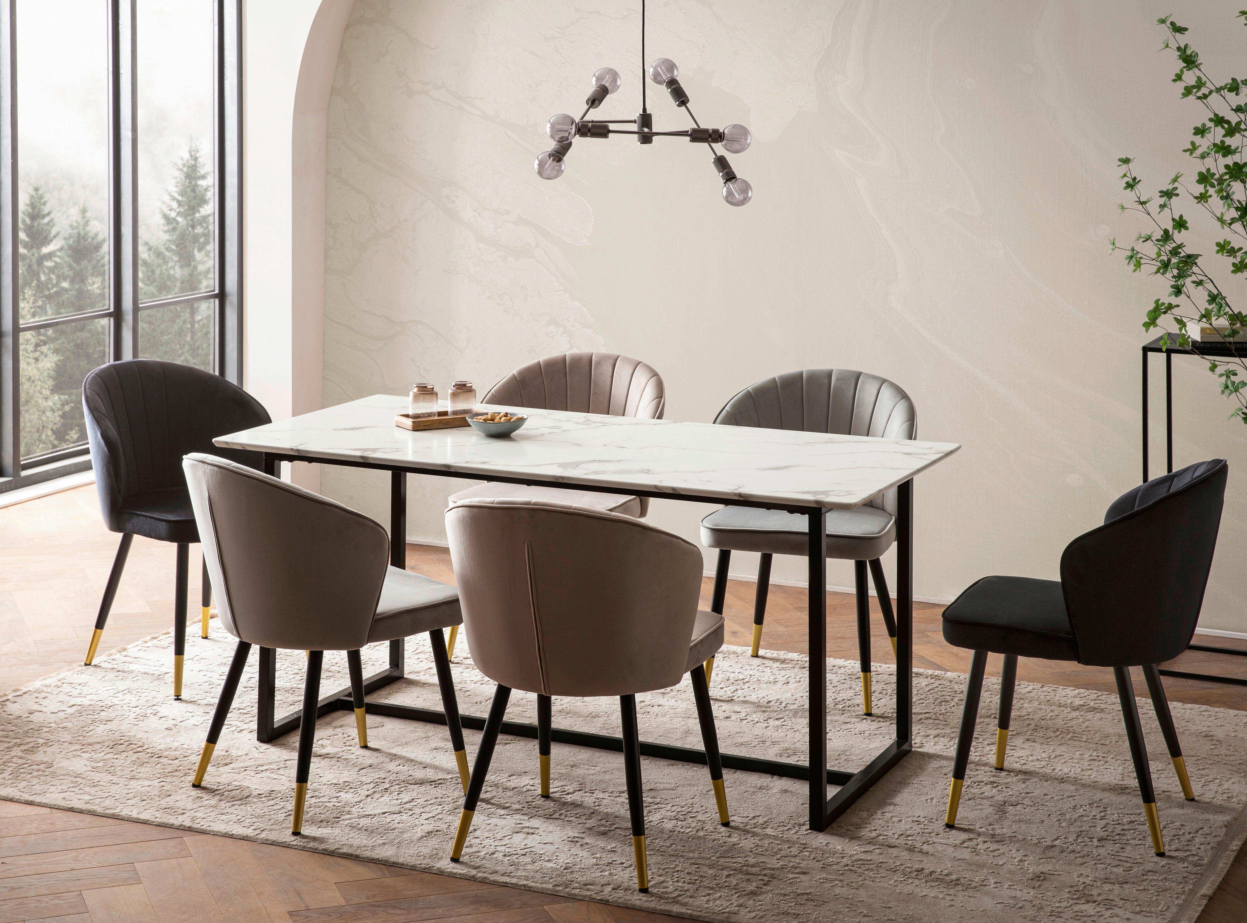 Esstisch Weiß L: 200 cm - Schwarz/Weiß, Design, Holzwerkstoff/Metall (200/90/76cm) - MID.YOU