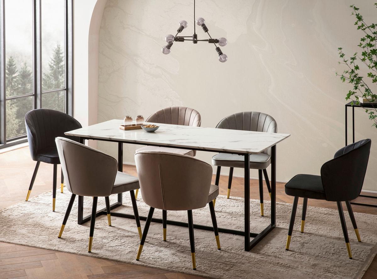 Esstisch Weiß L: 180 cm - Schwarz/Weiß, Design, Holzwerkstoff/Metall (180/90/76cm) - MID.YOU