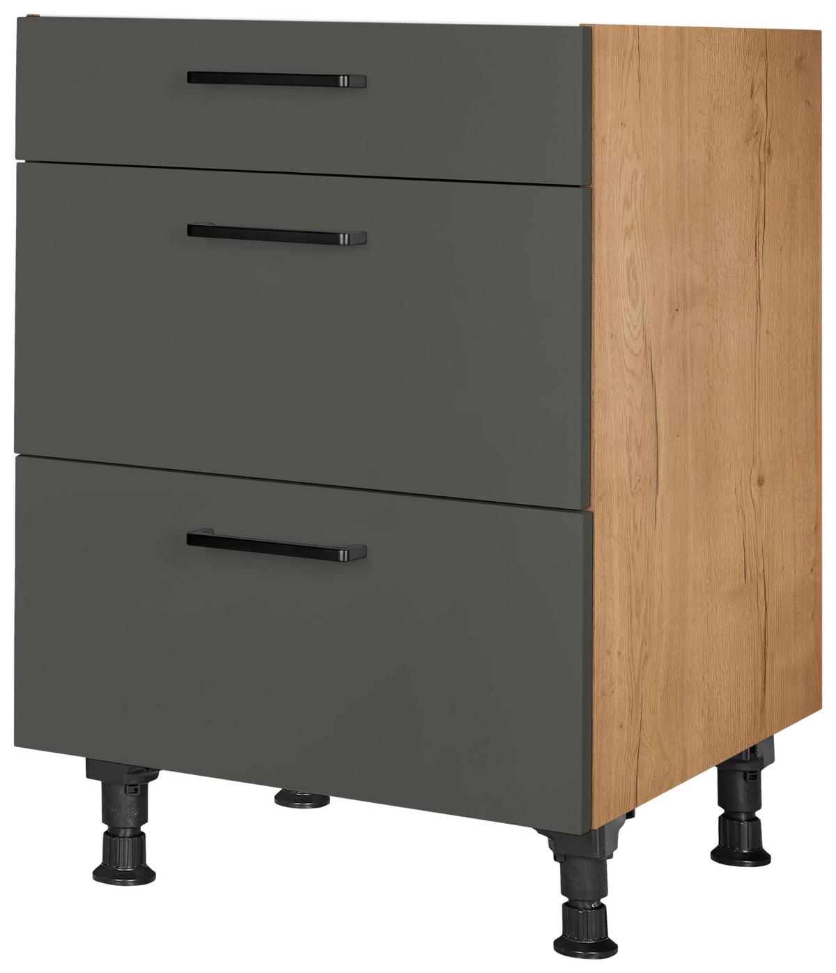 Schubkastenunterschrank Easytouch - Eichefarben/Grün, MODERN, Holzwerkstoff (60/87/56cm) - Nobilia