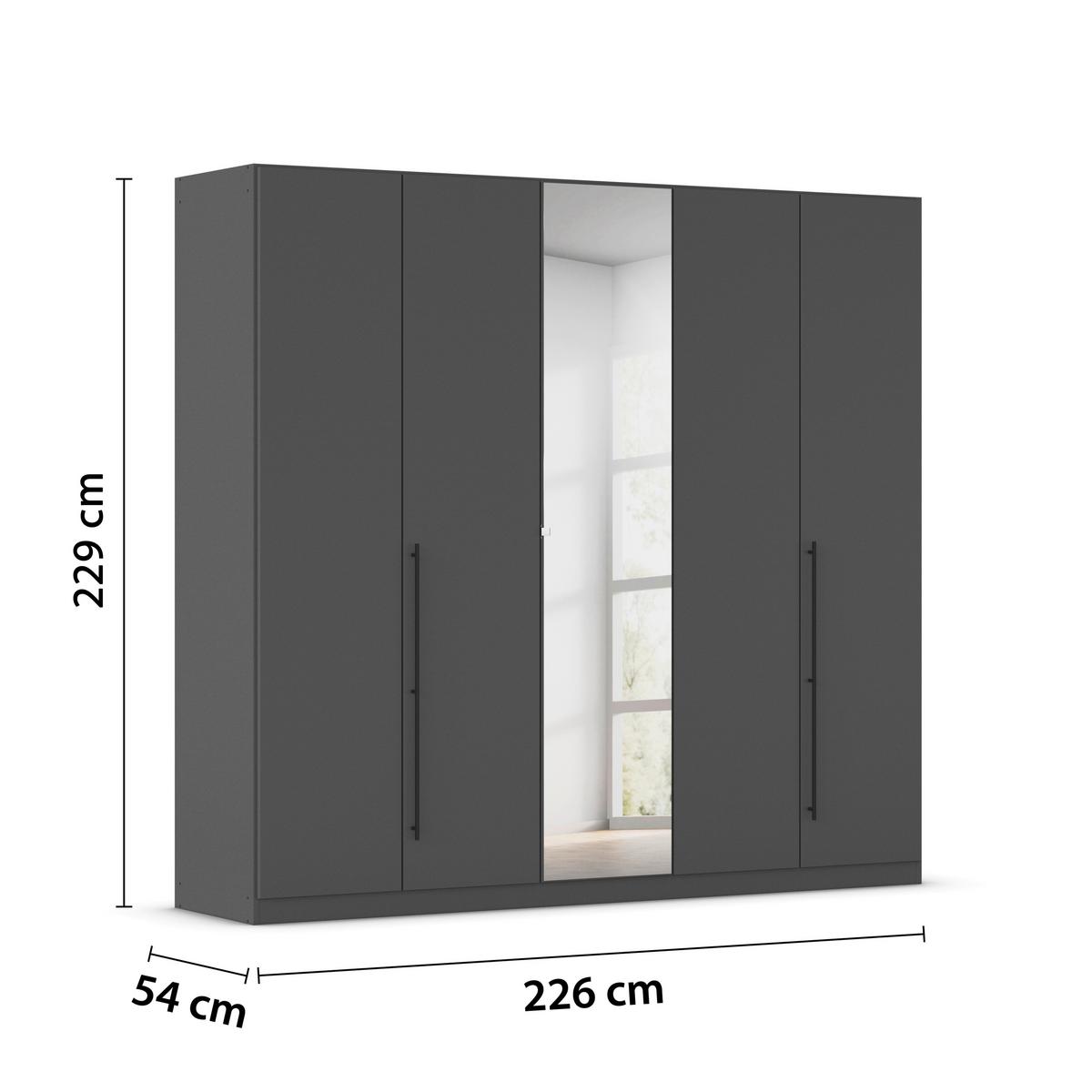 Kleiderschrank Safari B: 226 cm - Grau, KONVENTIONELL, Holzwerkstoff (226/229/54cm)