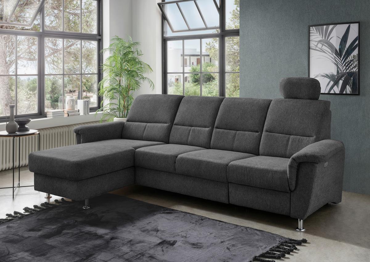 Ecksofa Mit Relaxfunktion Parole Anthrazit Chenille - Chromfarben/Anthrazit, KONVENTIONELL, Textil (165/292cm) - Livetastic