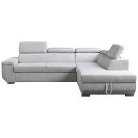 Ecksofa Lars I Cord Creme, Lf: 123x193cm - Chromfarben/Creme, Design, Textil (264/215cm) - Livetastic