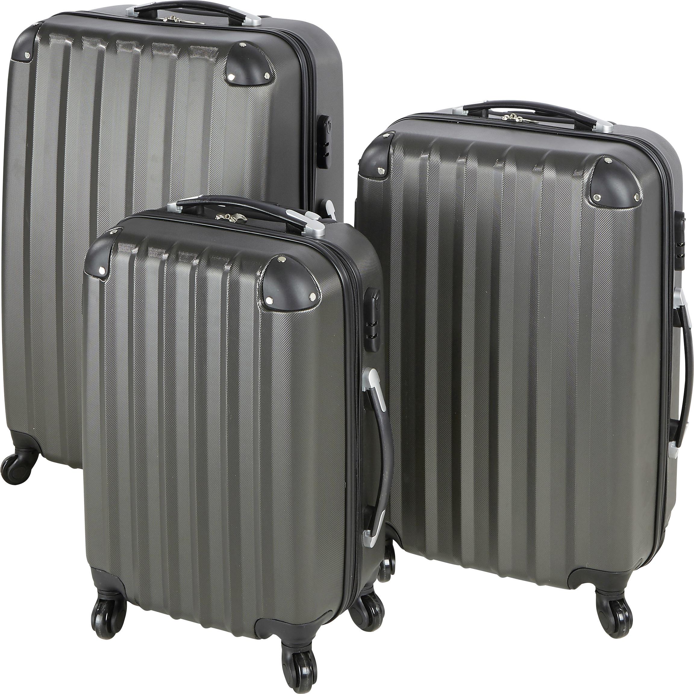 Reisekoffer Set 3-Tlg. Jumbo 4 Rollen Hartschale - Anthrazit, KONVENTIONELL, Kunststoff/Textil - Luca Bessoni