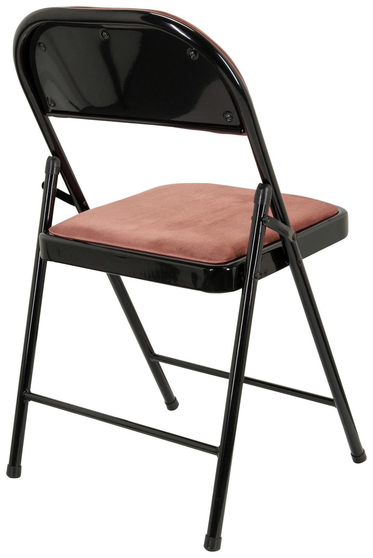 Klappstuhl Tudela I Rosa/Schwarz Samt - Schwarz/Rosa, Basics, Textil/Metall (44/80/49cm) - MID.YOU