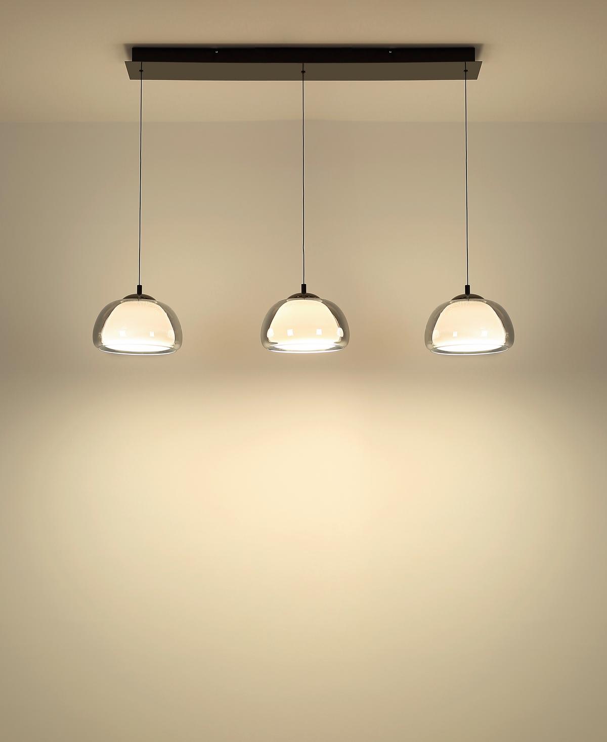 Hängeleuchte Avila Rauchglas ca. 117x25x150 cm - Schwarzchrom/Schwarz, Design, Glas/Kunststoff (117/25/150cm) - Globo