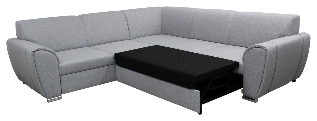 Ecksofa Delux Hellgrau Mit Schlaffunktion Ottomane Links - Silberfarben/Hellgrau, Design, Textil (266/266cm) - Livetastic