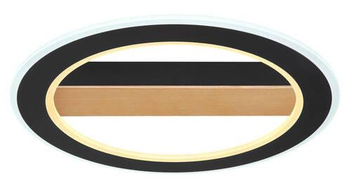 Led-deckenleuchte Mattia Ø 45 Cm - Dunkelbraun/Opal, Basics, Holz/Kunststoff (45/5,5cm) - Globo
