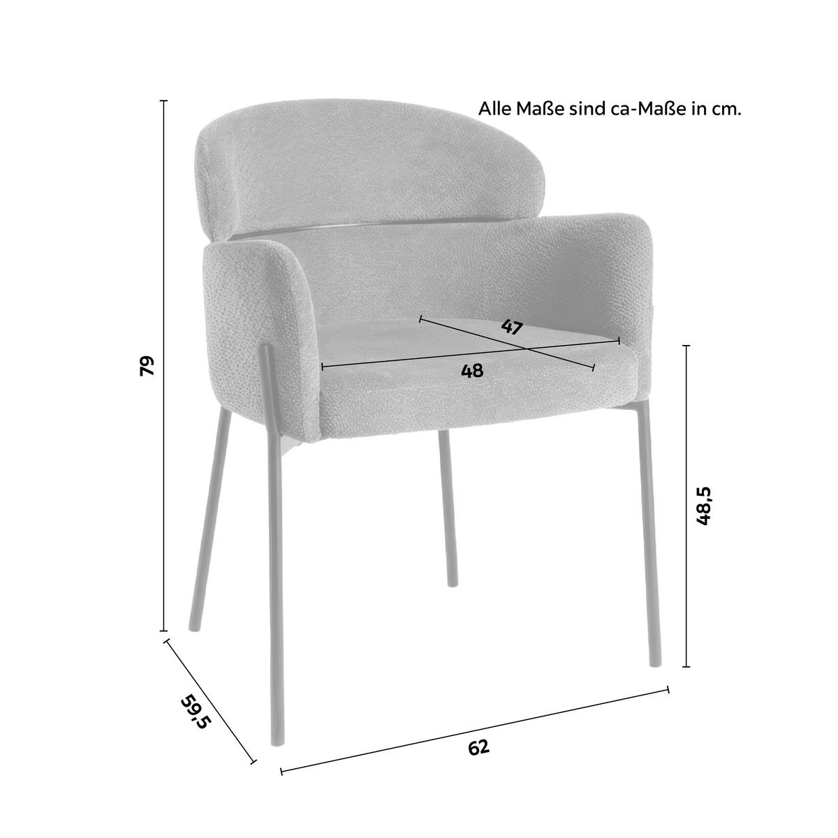 Židle s područkami Chloe, černé, čalouněné - černá, Moderní, kov/textil (62/79/59,5cm) - Bessagi Home