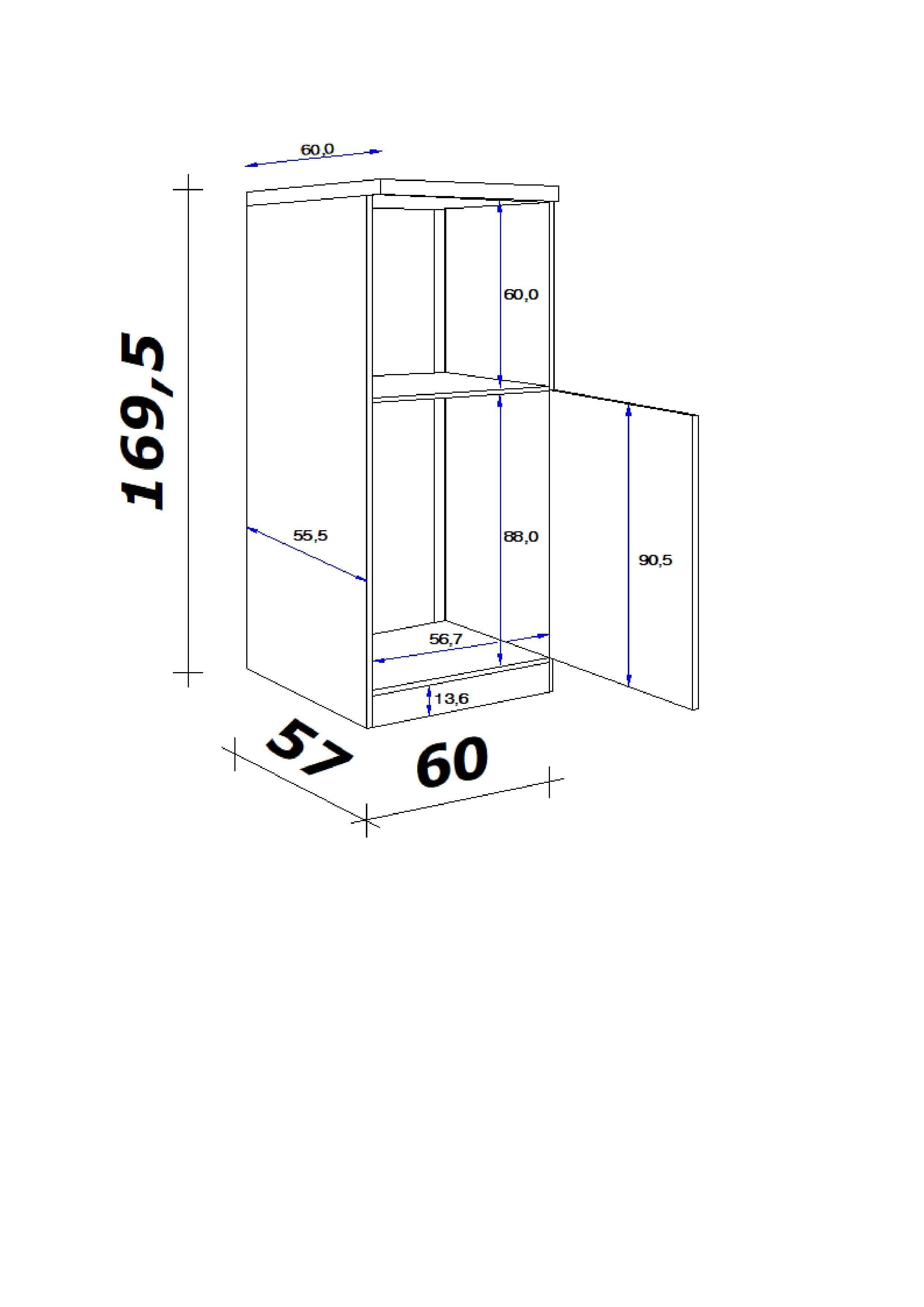 Geräteumbauschrank Nepal Sonoma Eiche B: 60 cm - Kaschmir/Sonoma Eiche, KONVENTIONELL, Holzwerkstoff (60/169,5/60cm) - FlexWell