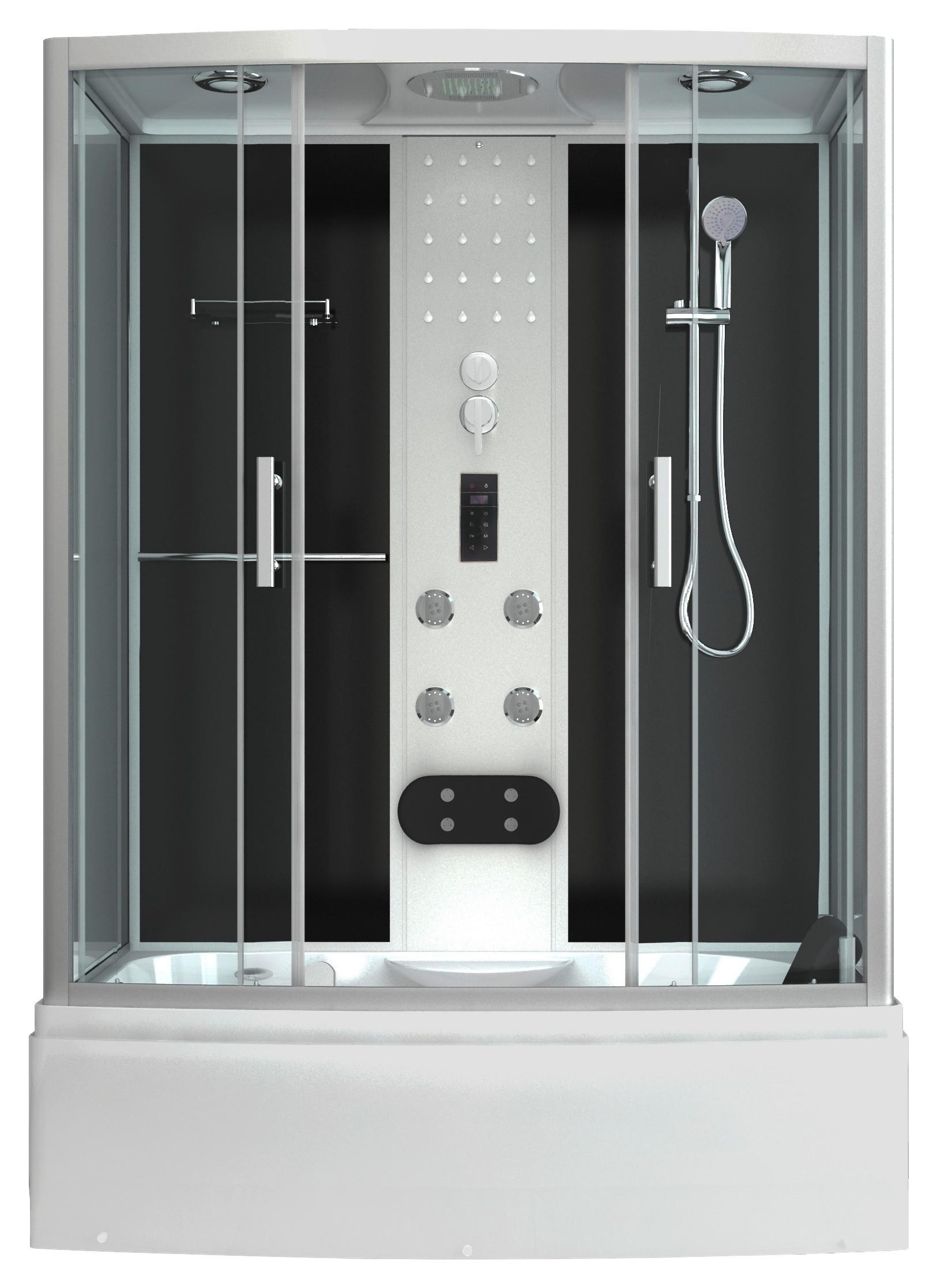 Dampfdusche Nevada 150 mit Massagedüsen, Radio, Ablage - Basics, Glas (154/225/87cm) - Sanotechnik