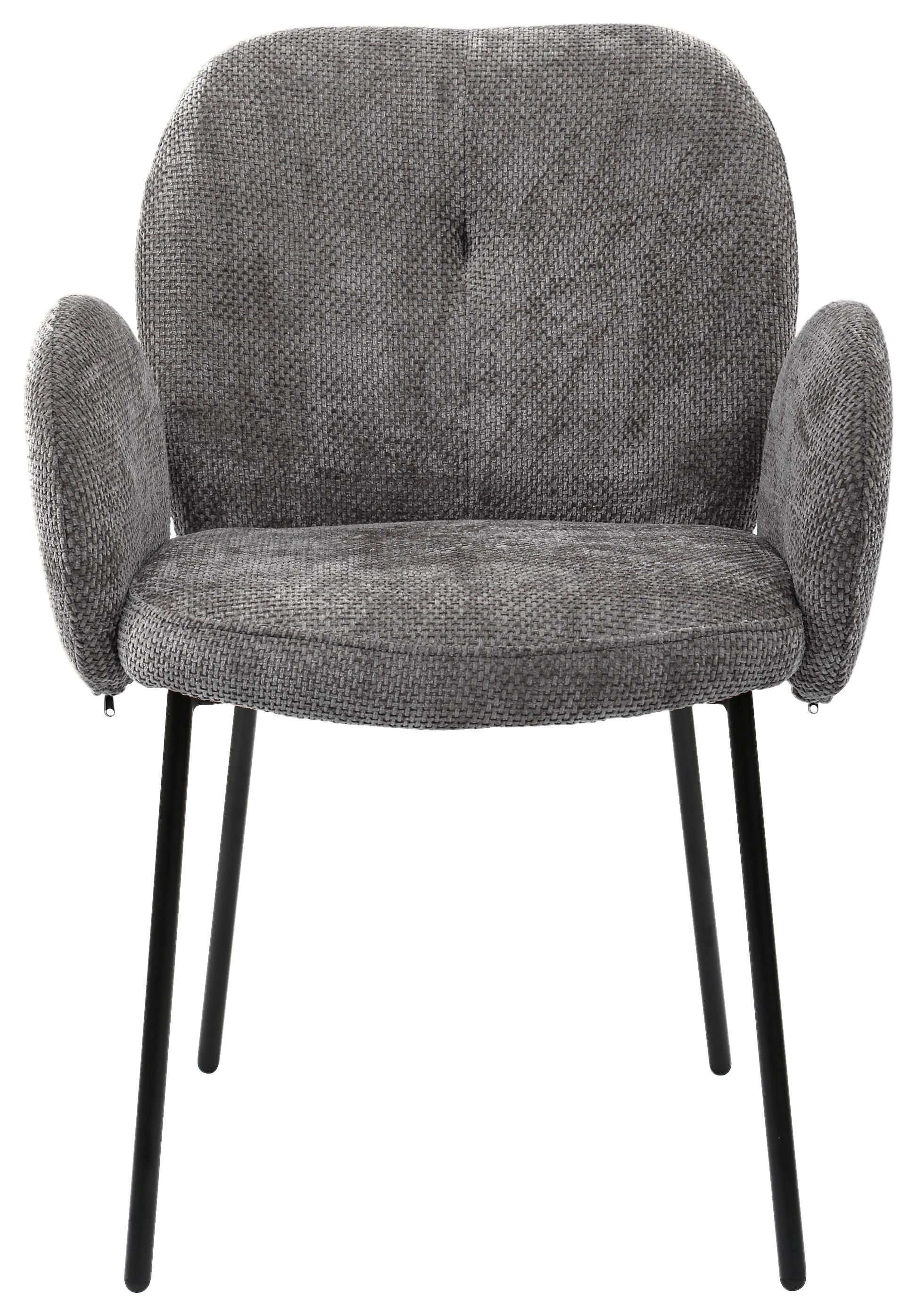 Židle s područkami Mara, šedá - šedá/černá, Lifestyle, kov/dřevo (60/87/64cm) - Mömax