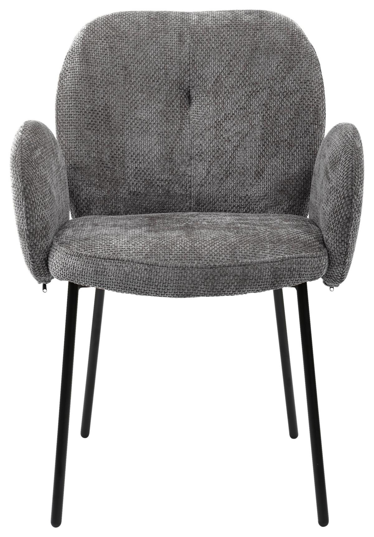 Židle s područkami šedá - šedá/černá, Lifestyle, kov/dřevo (60/87/64cm) - Mömax