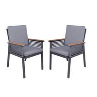 Gartenstuhl-Set Denia - Dunkelgrau/Schwarz, Basics, Kunststoff/Textil (56/86/53cm) - Gardenson