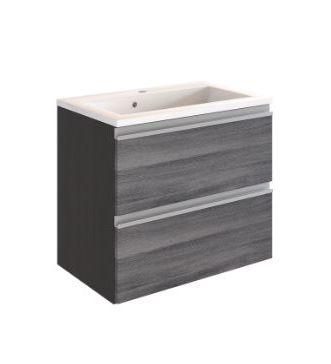 Waschbecken mit Unterschrank Arezzo B: 60cm Graphit Dekor - Graphitfarben/Weiß, Basics, Holzwerkstoff/Stein (60cm) - Held