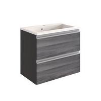 Waschbecken mit Unterschrank Arezzo B: 60cm Graphit Dekor - Graphitfarben/Weiß, Basics, Holzwerkstoff/Stein (60cm) - Held